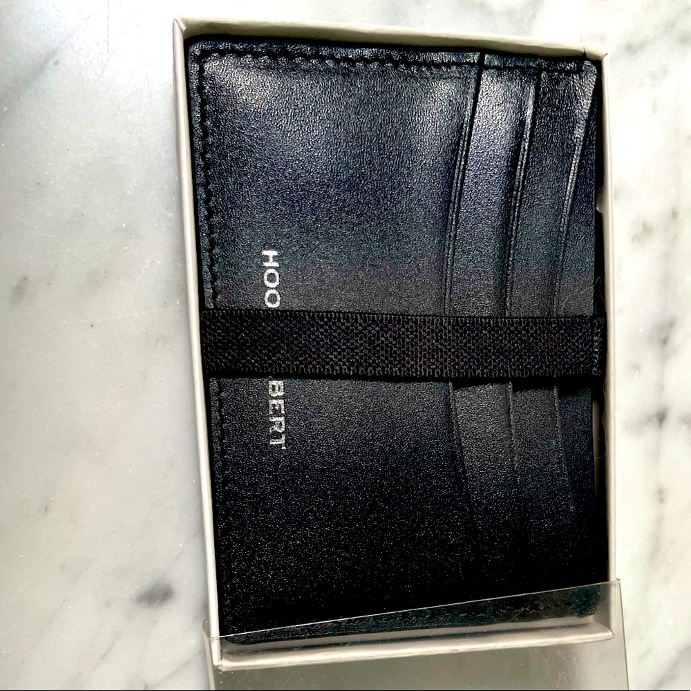 HOOK & ALBERT smooth black leather credit card holder